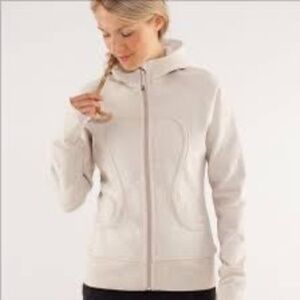 Lululemon Scuba Full-Zip Hoodie Heather Gray Pink Zipper Size 10